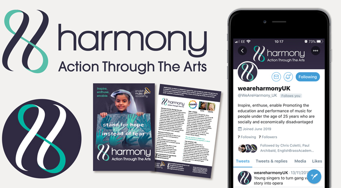 Harmony Action Through The Arts branding